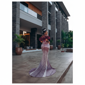 Robe de mariée somalienne de luxe, respirante, coupe ajustée, manches courtes, élégante, traditionnelle, en soie imprimée, pour mariage africain - Product Image 3