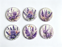 Alas Panci Keramik Bulat yang Dapat Disesuaikan, Motif Kupu-kupu Mawar Ungu Lavender Cat Air Tahan Panas Grosir