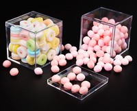 Conteneur à dessert jetable carré en plastique PS transparent Matériaux recyclés Collations Crème Salade Pain Stockage Alimentaire Blister