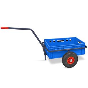 LxWxH 1250x640x60mm Capacité de charge 200kg Chariot à main Anthracite avec E2 Hauteur 200mm Boîte en plastique bleu Chariots à main de transport gris - Product Image 1