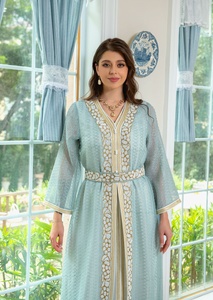 ชุดเดรสมุสลิมแบบ2ชิ้นสไตล์อาหรับ, ชุดเดรสปาร์ตี้สไตล์โมร็อกโกมีเชือกผูกหรูหรา - Product Image 3