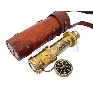 Telescopio de Latón Estilo Dollond para Capitán Náutico con Estuche de Cuero, Monocular Vintage para Navegación, Senderismo y Viajes - Product Image 2