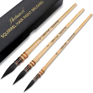 Professional 3 Pcs Paint Brushes Round Squirrel Hair Paint Brush Set For Art Painting Gouache Fine Detailing Acrylic Gouache Oil