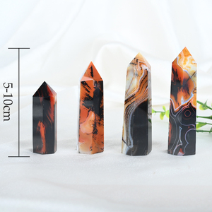 Wholesale Natural Crystal Tower <b>Red</b> and Black Sardonyx Agate Point for Crystal Craft - Product Image 3