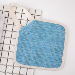 Serviette de bain carrée en lin naturel, exfoliante puissante, pour massage corporel, nettoyage du visage et du corps - Product Image 3