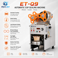 Selladora Automática de Vasos Gen Jet ET-Q9 con Contador Digital, Alineación de Película, 90mm 95mm, para Vasos de Acero Inoxidable, Papel y Plástico, 220V 360W