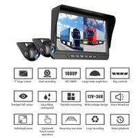 DVR 7 "pour registraires de camions 1080P AHD CCTV 2 canaux 12-36V caméras de conduite écran partagé caméra de stationnement vidéo accélérée 512GB