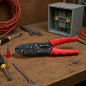 Plier <b>Wire</b> <b>Stripper</b> Crimper 8 In 1 Multi Tool With Red Handle For <b>Electrical</b> Work - Product Image 3