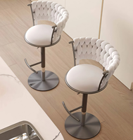 Tabouret de bar pivotant réglable de luxe tissu de velours léger avec base en métal meubles personnalisés cuisine salle à manger chaises de bar