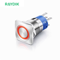 Bouton poussoir halo en acier inoxydable éclairé par LED, étanche IP65, à verrouillage, 19 mm 22 mm, pour machines industrielles
