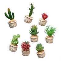 Aimant de réfrigérateur en forme de plante succulente artificielle en pot, faux cactus fait main en fil de laine, réaliste, créatif, décoration d'intérieur, plante en pot