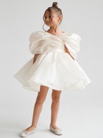 Robe de cérémonie élégante pour filles, à manches bouffantes, pour spectacle, anniversaire, robe à fleurs pour enfant, jeune fille, enfant