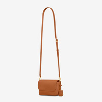 Sac à bandoulière portable pour femme en cuir véritable durable avec protection RFID, fermeture à rabat et sangle amovible