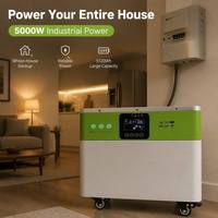 Station d'alimentation portable 5120Wh 5000W avec batterie LiFePO4, système de stockage d'énergie domestique sur roues, UPS de secours tout-en-un