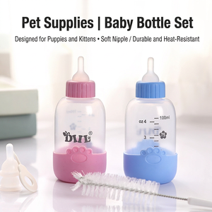 XIAOHONG Biberón para Animales Pequeños Recién Nacidos, 100 ml, Biberón Redondo de Plástico Reutilizable con Tetina, Suministros para Gatos - Product Image 2