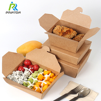 Conteneurs alimentaires jetables en gros, boîtes pliables en papier kraft pour emporter, emballages personnalisés pour restaurants
