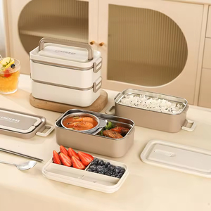 Boîte à lunch chauffante électrique portable rechargeable avec affichage numérique intelligent, en acier inoxydable 304, capacité de 1 litre, pour le bureau et l'extérieur - Product Image 2
