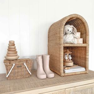 Rattan Tiered Wall <b>Shelf</b> 3-Tier Arched Design Multipurpose Storage <b>Rack</b> For Living Room Bedroom Home Decor - Product Image 5