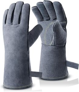 OZERO 14 pouces 932 ℉   <span class=keywords><strong>Gants</strong></span> en cuir résistants à la chaleur, ignifuges, pour la soudure, le barbecue, la cuisson, protection à manches longues - Product Image 2