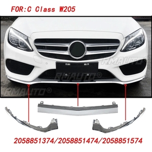 สำหรับ Mercedes-Benz Class C W205 ปี 2014-2018 ชุดแต่งกันชนหน้าส่วนล่าง  โครเมียม  ชุดแต่งตัวถังรถยนต์  สีดำเงา - Product Image 4
