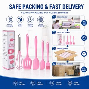 LA Eco Friendly 5 PCS Silicone Kitchenware Baking Utensil Sets Non Stick Heat Resistant Certified Safe Custom Color OEM ODM - Product Image 5