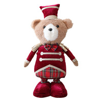 Ours en peluche de Noël Soldat Royal Casse-Noisette en uniforme avec chapeau haut-de-forme et jambes télescopiques, ornement de table en gros