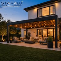 Pérgola de Aluminio Resistente a la Oxidación con Persianas y Techo Retráctil, Más Cocina Exterior para Espacios de Reunión Familiar