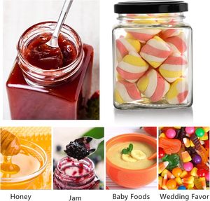 Kitchen Food Storage Containers Square Glass <b>Jar</b> With Black Airtight Lids Glass Mason <b>Jar</b> Canning <b>Jars</b> <b>for</b> <b>Jam</b> Honey - Product Image 6