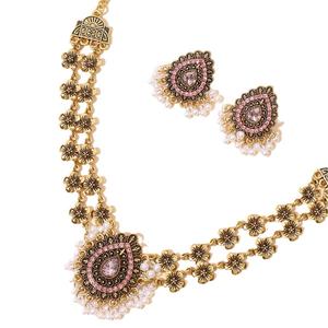 Conjunto de Dos Piezas con Borlas de Perlas y Flores Étnicas Vintage, Exquisito Traje Hanfu Bohemio con Baño de Oro para Regalos de Boda y Viajes - Product Image 5