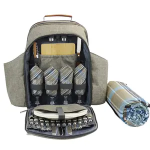 Factory Custom Portable Picnic Backpack 4 Person Picnic Bag Set For Family Outdoor Camping