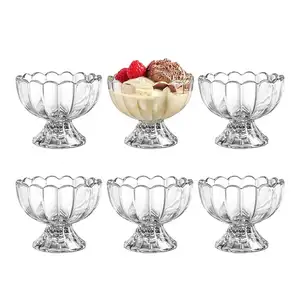 Offre Spéciale fleur forme clair crème glacée tasse en verre bol en verre créatif pour yaourt salade fruits Sorbets verre Milkshake tasse