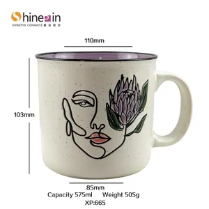 Bắc Âu thăng hoa công suất lớn 15oz tùy chỉnh ly cà phê gốm nấm Mug Mug Set Hộp Quà Tặng gốm Ly Cà Phê Hộp quà tặng