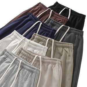 Pantalon de survêtement en coton pour hommes, taille élastique avec cordon de serrage, coupe décontractée, pantalon tricoté mi-lourd pour l'automne, 8 couleurs disponibles - Product Image 2