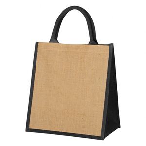 Sac fourre-tout personnalisable en lin et jute, grande capacité, sac de shopping écologique, logo personnalisé - Product Image 3