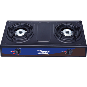 Table de cuisson à gaz ZGBES 2 brûleurs, surface en acier noir, allumage piézoélectrique, flamme bleue, pour usage domestique en cuisine - Product Image 1