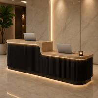 Comptoir en MDF incurvé de luxe moderne personnalisé avec éclairage LED haut de gamme pour restaurant, bar, boutique, salon, clinique, bureau, réception