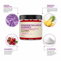 Gommes probiotiques vaginales pour femmes, soutien de l'équilibre du pH, complément à l'ananas et à la canneberge, végétalien, naturel, 30 portions, marque privée
