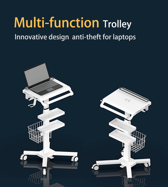 Premium Height Adjustable Rolling Laptop Cart Multi-layer Storage Wheeled Workstation for Office Classroom