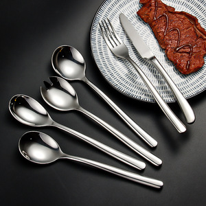 Juego de Cubiertos de <span class=keywords><strong>Acero</strong></span> Inoxidable 304 Moderno, Pulido Espejo, de Lujo, Color Plateado, con Utensilios de Servicio para Restaurante y Hotel, Venta al Por Mayor - Product Image 3
