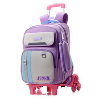 Sacs à dos scolaires à roulettes en nylon, nouveau style, pour l'école primaire (1re à 6e année) ; Sacs à dos pour garçons et filles, vente en gros transfrontalière