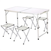 YILU Ensemble de table de pique-nique légère et portable Table pliante de 4 pieds avec 4 chaises Ensemble de tables à manger de jardin et de chaises d'extérieur
