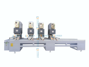 Machine à souder en aluminium à quatre têtes E-WORLD, haute précision, contrôle PLC, 380V, pour la fabrication de fenêtres et de portes - Product Image 2