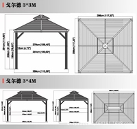 Le gazebo de jardin le plus populaire de l'arrière-cour, fabriqué en métal résistant, d'une taille de 4*4 mètres et résistant à la pluie
