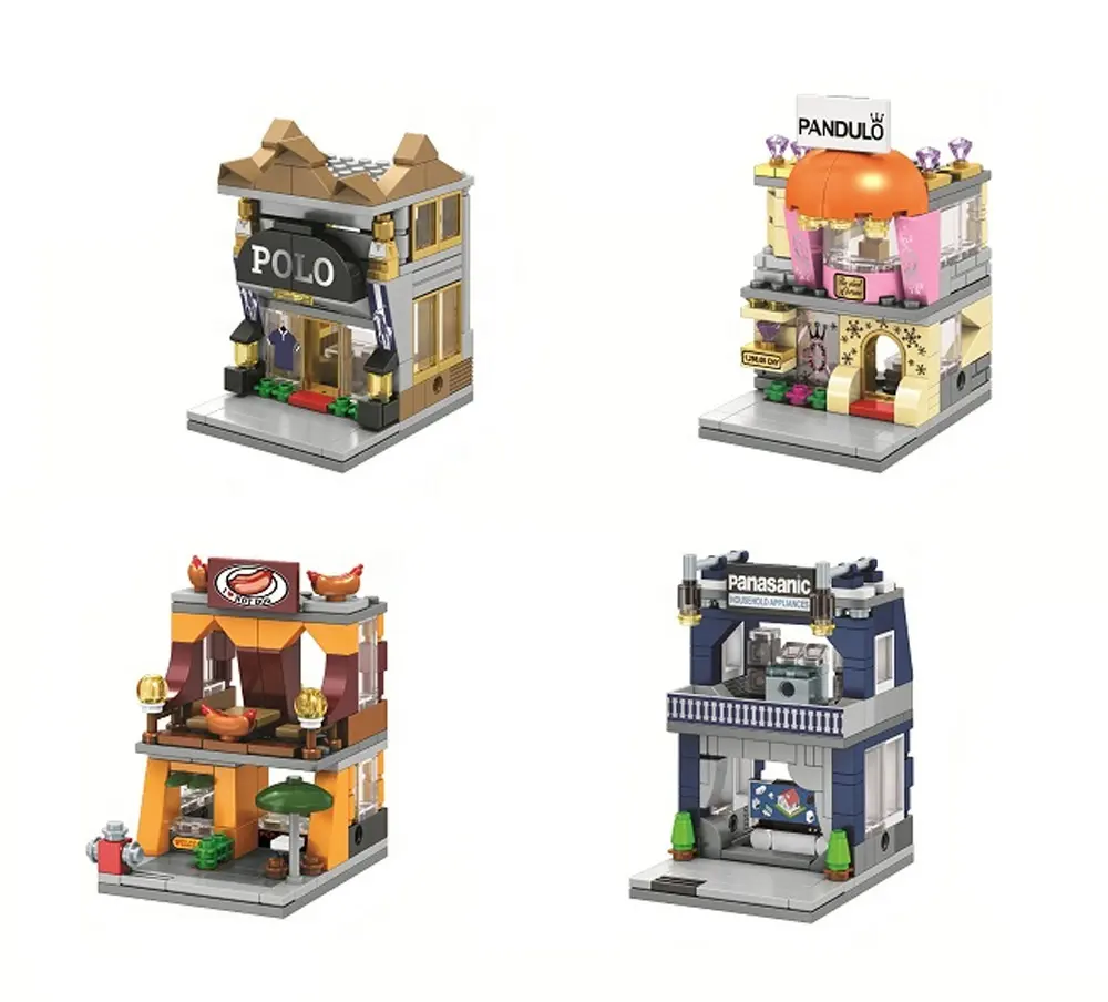 Nuove uscite City Street View Shop Model Building Block Toy 3D Creative Kids Block Toy Set Building Bricks