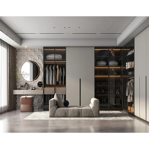 Custom Luxury Clothes Cabinet Wardrobes Furniture Modern Bedroom Wooden Walk in Closet Wardrobe Design <strong>With</strong> <strong>Dressing</strong> <strong>Table</strong> - Product Image 4