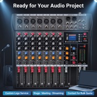 Console de mixage audio compacte 8 canaux avec lecture USB et Bluetooth pour spectacles en direct, conférences, équipement audio en gros