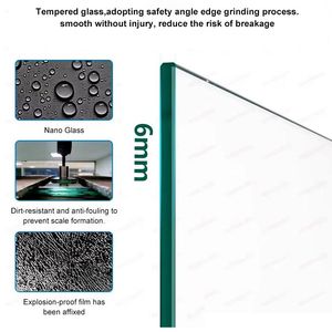Paroi de douche en verre trempé courbé 6 mm, paroi de douche en verre de sécurité avec cadre chromé, protection anti-éclaboussures pour salle de bain - Product Image 3