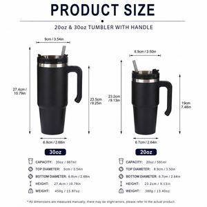 Custom logo 20oz 30oz Business Gifts <b>Travel</b> Sports <b>Mug</b> <b>Thermos</b> Double Wall Insulated Stainless Steel Grippy Tumbler With Handle - Product Image 2