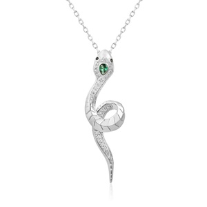 CT colore argento 925 carino a forma di <span class=keywords><strong>serpente</strong></span> Design unico Plain argento brillante zircone collana per donne gioielli originali - Product Image 3