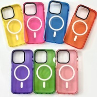 Coque de protection magnétique antichute en TPU translucide bicolore officielle pour 16promax avec support pour 17